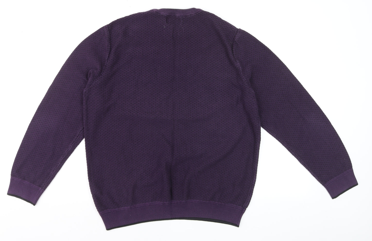 Marks and Spencer Men's Purple Tailored Fit Cotton Knit Jumper Size L