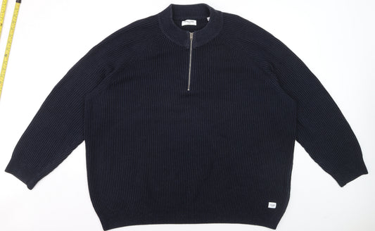 Jack & Jones Men's Blue 3XL Half Zip Knit Jumper
