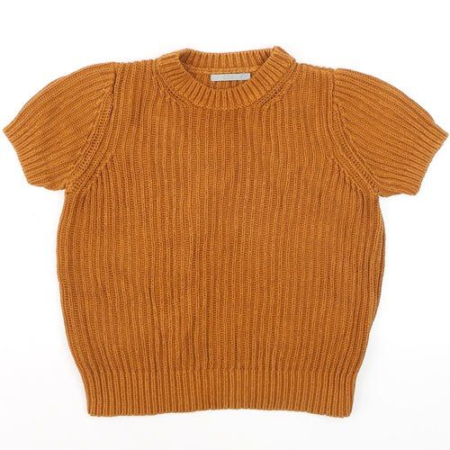 COS Womens Brown Cotton Chunky Knit Short Sleeve Jumper XS