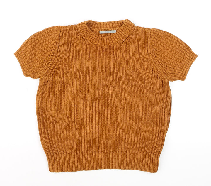 COS Womens Brown Cotton Chunky Knit Short Sleeve Jumper XS