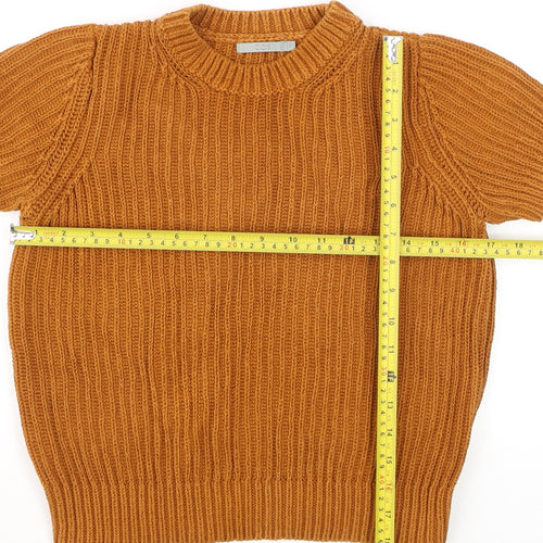 COS Womens Brown Cotton Chunky Knit Short Sleeve Jumper XS
