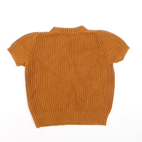 COS Womens Brown Cotton Chunky Knit Short Sleeve Jumper XS