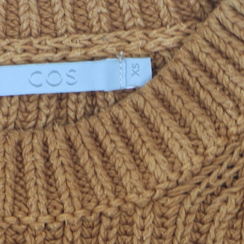 COS Womens Brown Cotton Chunky Knit Short Sleeve Jumper XS