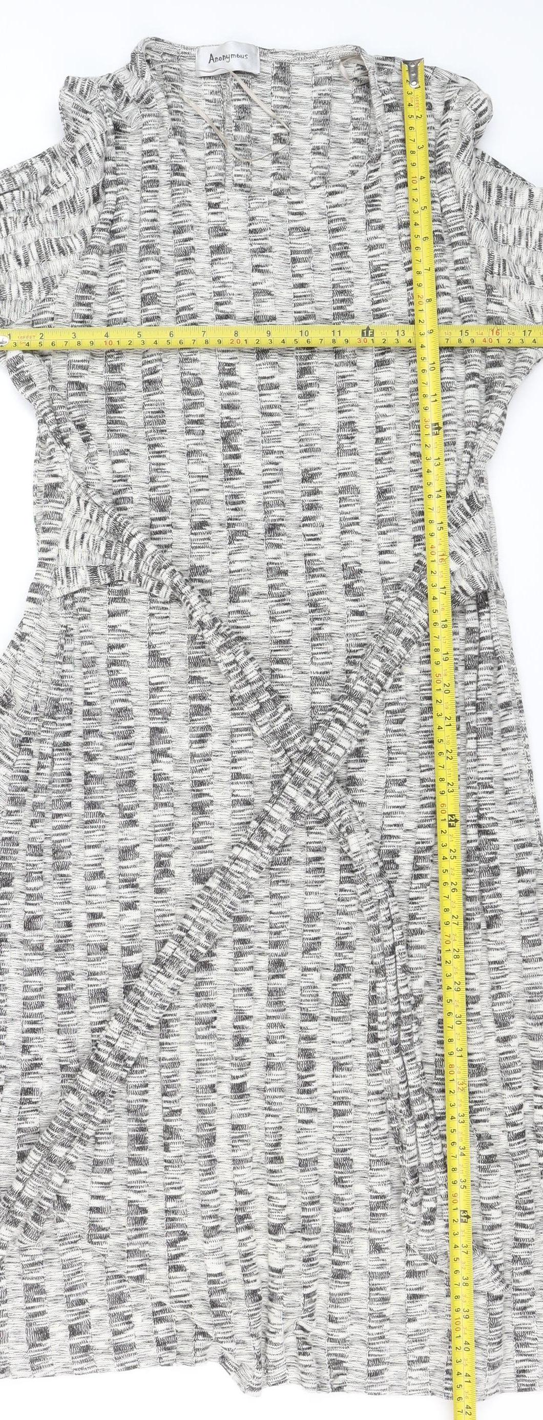 Anonymous Women Grey Black Size 16 Wrap Midi Dress 3/4 Sleeve