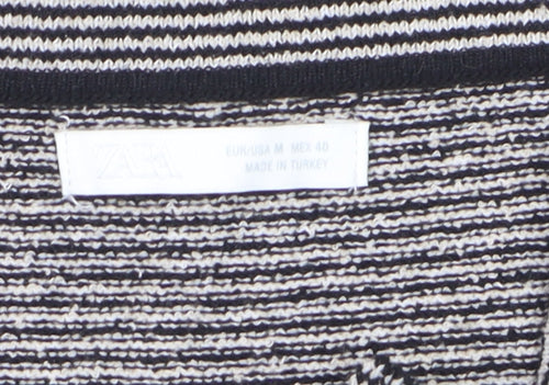 Zara Men’s Black Striped Knit Short Sleeve Polo Shirt Size M