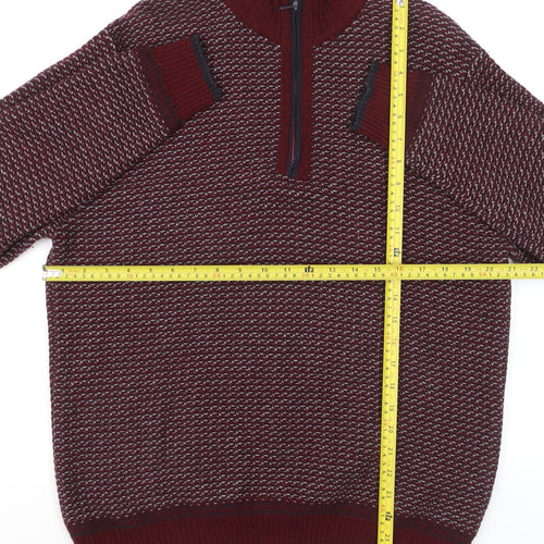 Marks and Spencer Blue Harbour Women's Red 1/2 Zip Wool Jumper L