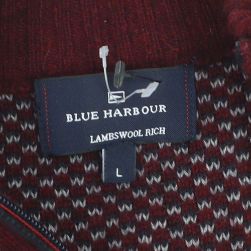 Marks and Spencer Blue Harbour Women's Red 1/2 Zip Wool Jumper L