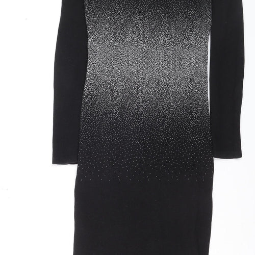 Oasis Women Black Bodycon Knit Sequin Dress Size M