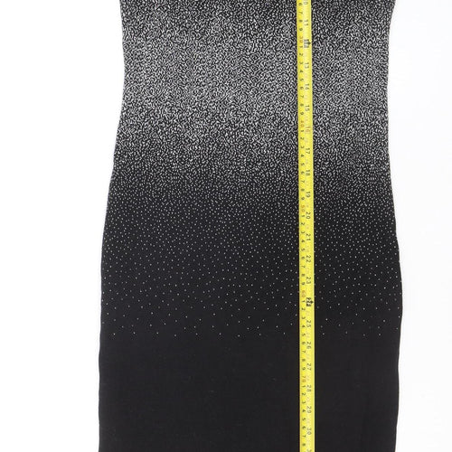 Oasis Women Black Bodycon Knit Sequin Dress Size M