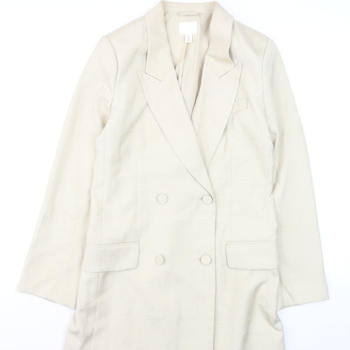 H&M Women’s Beige Double-Breasted Blazer Jacket Size S
