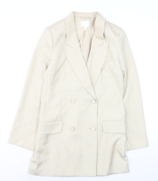 H&M Women’s Beige Double-Breasted Blazer Jacket Size S
