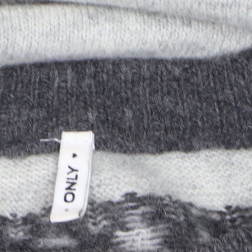 ONLY Men’s Grey Fair Isle Wool Jumper Size M Crew Neck Winter Knit