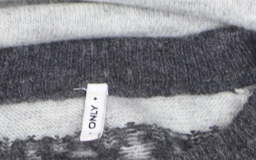 ONLY Men’s Grey Fair Isle Wool Jumper Size M Crew Neck Winter Knit