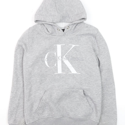 Calvin Klein Jeans Women's Grey Hoodie Medium Cotton Pullover