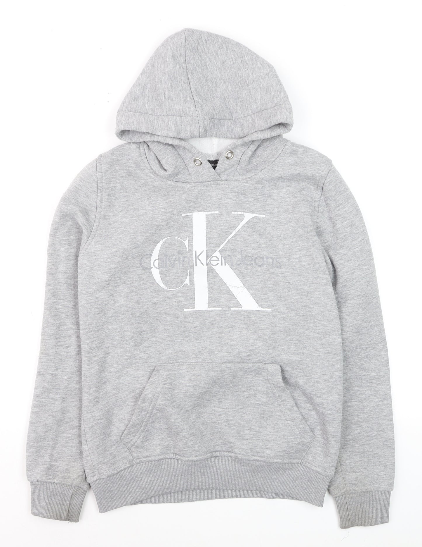 Calvin Klein Jeans Women's Grey Hoodie Medium Cotton Pullover