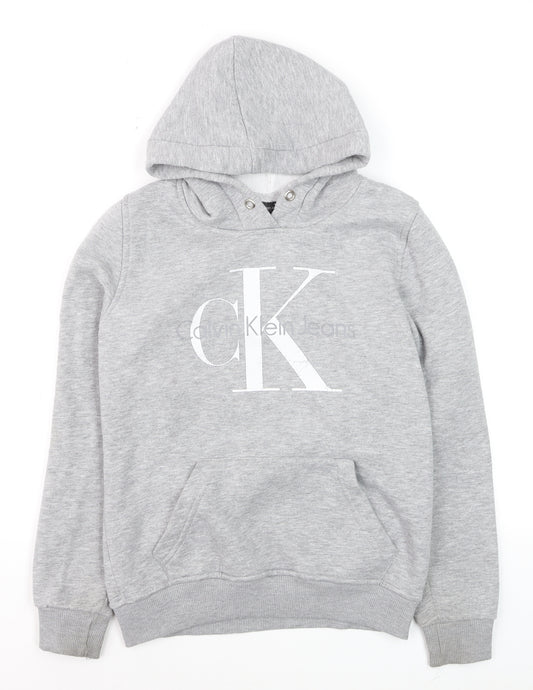 Calvin Klein Jeans Women's Grey Hoodie Medium Cotton Pullover