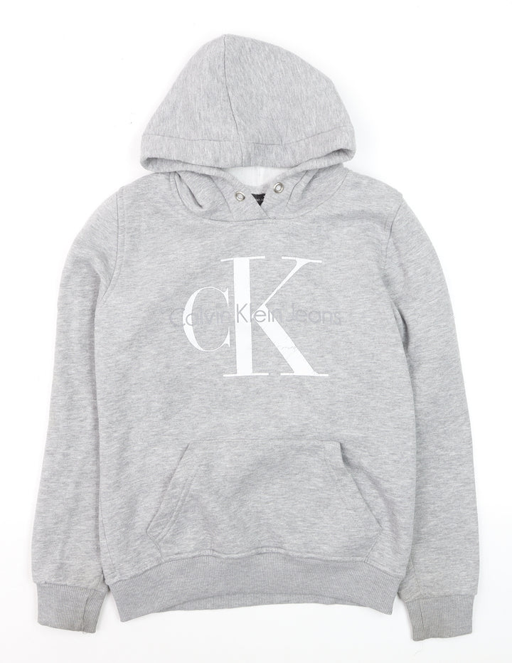 Calvin Klein Jeans Women's Grey Hoodie Medium Cotton Pullover