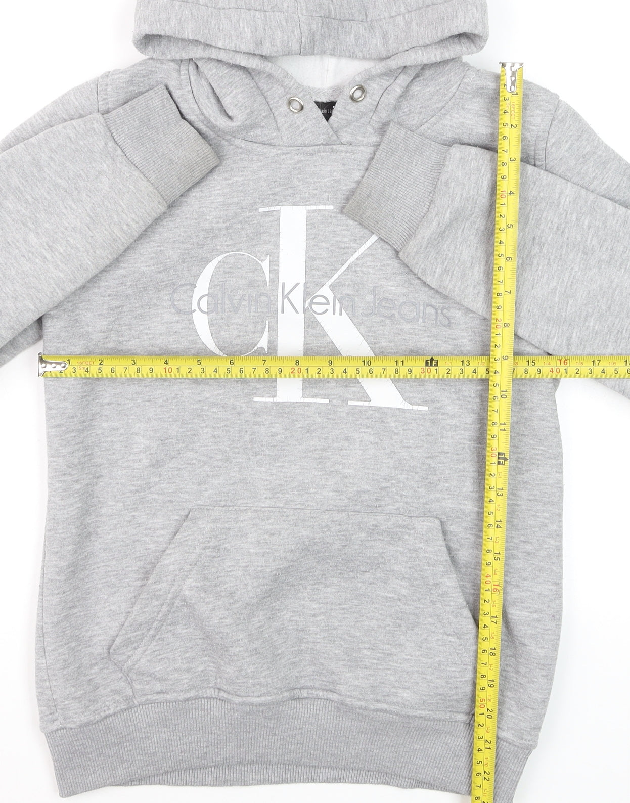 Calvin Klein Jeans Women's Grey Hoodie Medium Cotton Pullover