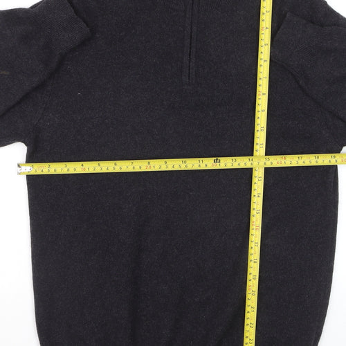 John Lewis Men's Black Cashmere 1/2 Zip High Neck Jumper M