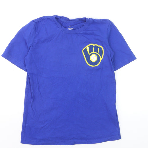 MLB Genuine Merchandise Boys Blue Baseball T-Shirt Yelich 22 Size 8/10 Cotton