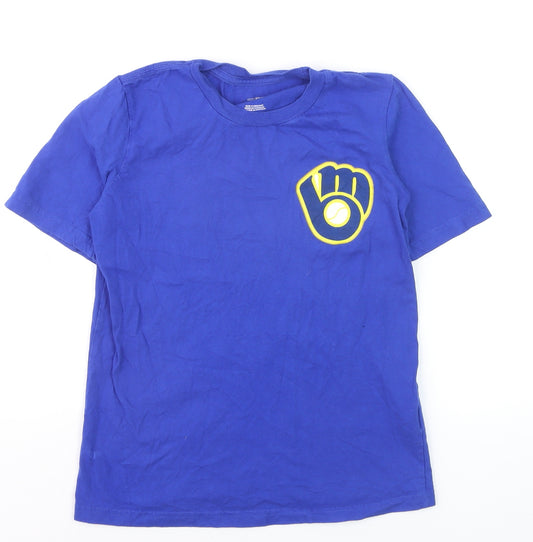 MLB Genuine Merchandise Boys Blue Baseball T-Shirt Yelich 22 Size 8/10 Cotton