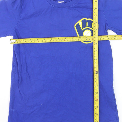 MLB Genuine Merchandise Boys Blue Baseball T-Shirt Yelich 22 Size 8/10 Cotton