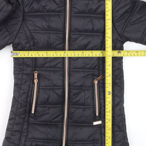 Firetrap Girls Black Faux Fur Hooded Puffer Jacket 9-10 Years