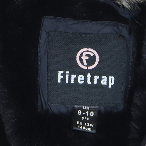 Firetrap Girls Black Faux Fur Hooded Puffer Jacket 9-10 Years
