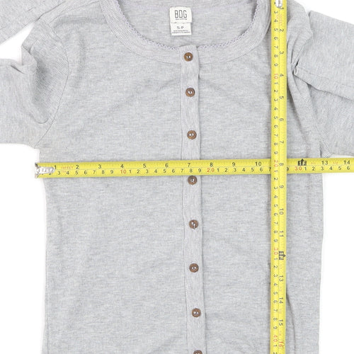 BDG Urban Outfitters Women's Grey Button-Up Long Sleeve Cropped Top Size S