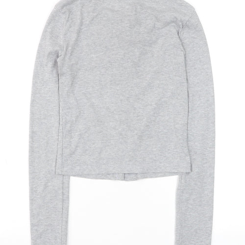 BDG Urban Outfitters Women's Grey Button-Up Long Sleeve Cropped Top Size S