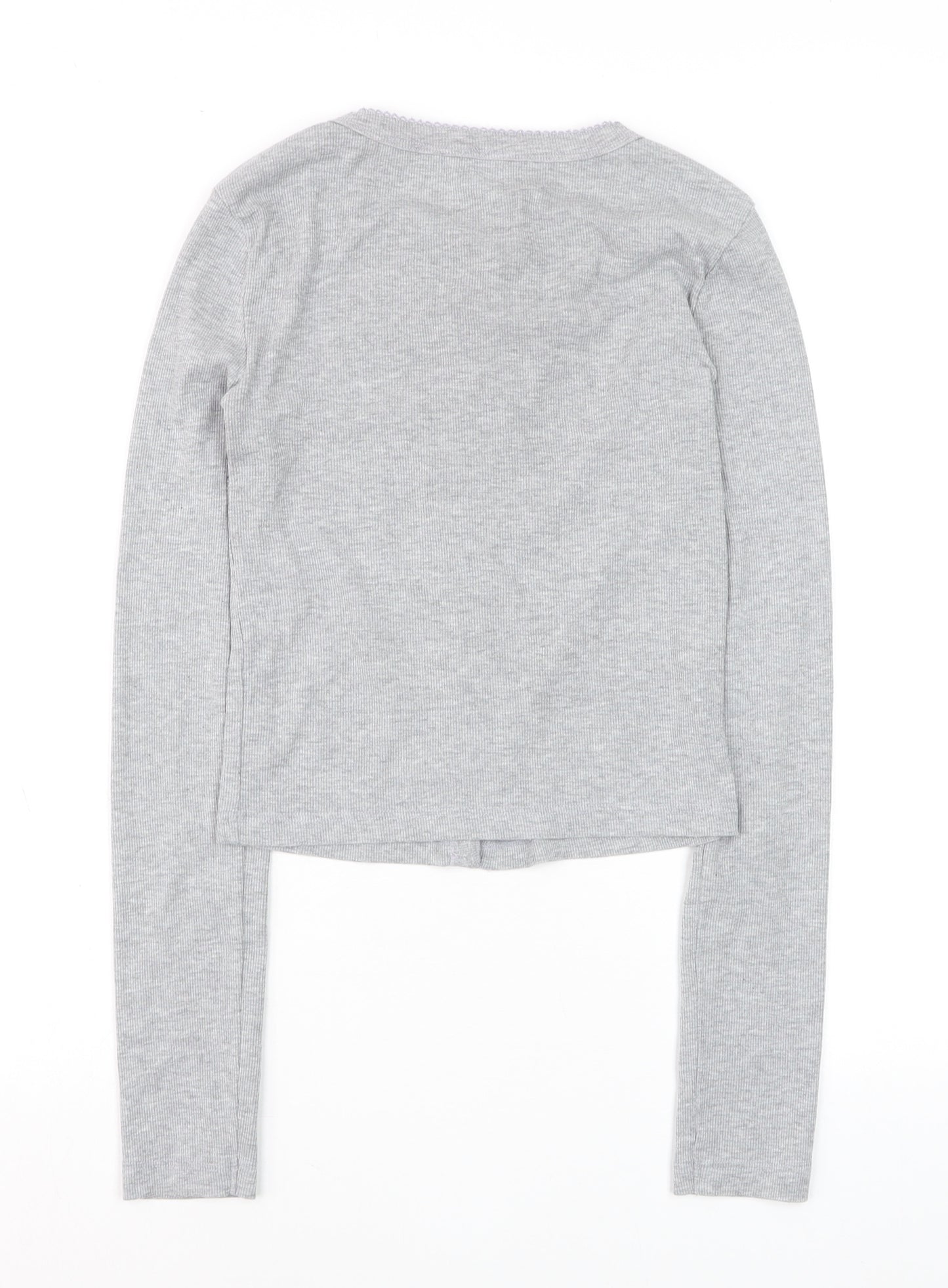 BDG Urban Outfitters Women's Grey Button-Up Long Sleeve Cropped Top Size S