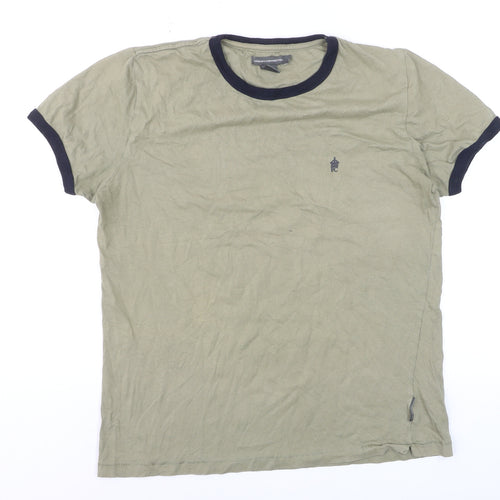 French Connection Men's Green Crew Neck Short Sleeve Cotton T-Shirt L