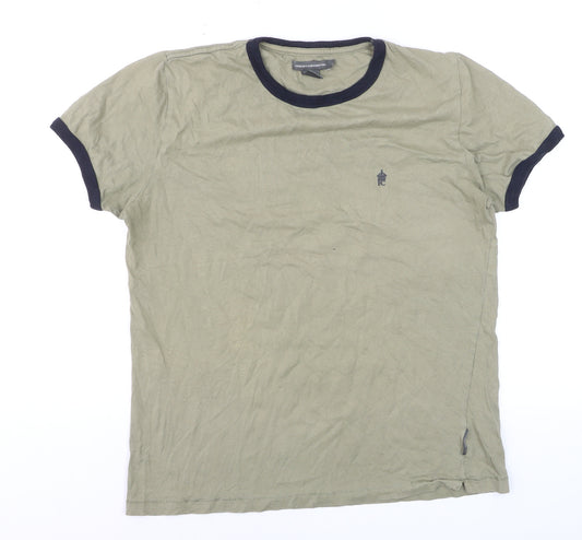 French Connection Men's Green Crew Neck Short Sleeve Cotton T-Shirt L