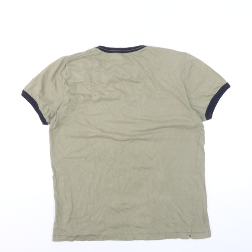 French Connection Men's Green Crew Neck Short Sleeve Cotton T-Shirt L