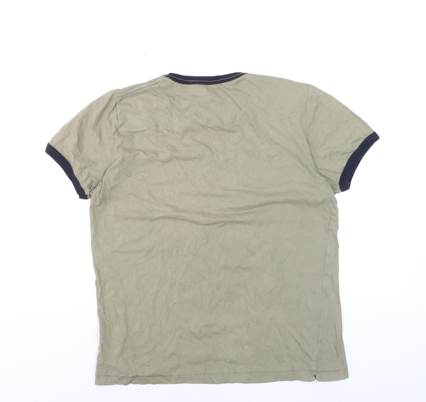French Connection Men's Green Crew Neck Short Sleeve Cotton T-Shirt L