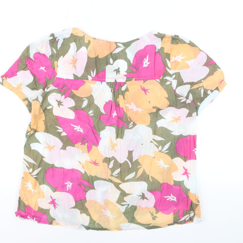 Cotton Traders Women's Multicoloured Floral Blouse Size 12 Short Sleeve
