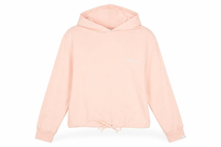 Calvin Klein Women Peach Hooded Pullover Hoodie XS Drawstring Hem