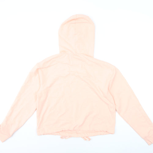 Calvin Klein Women Peach Hooded Pullover Hoodie XS Drawstring Hem