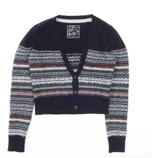 Fat Face Women’s Multicoloured Fair Isle Wool Blend Cardigan Size 10