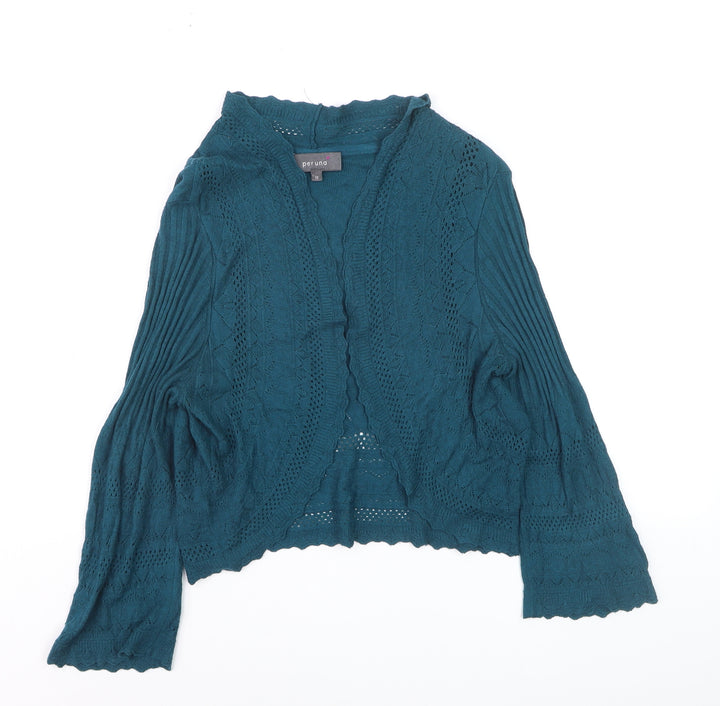 Marks and Spencer Per Una Women's Green Size 12 Open Knit Cardigan