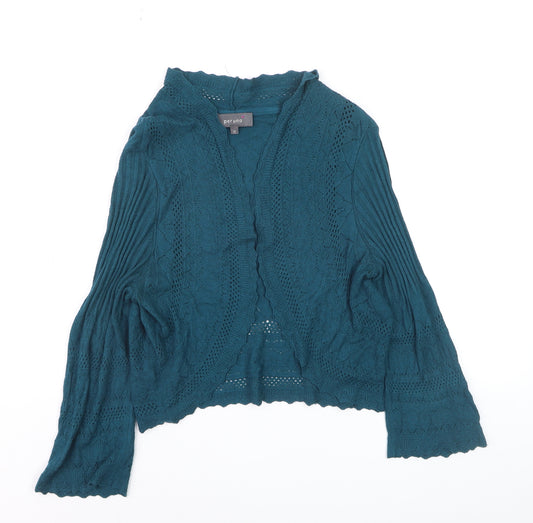Marks and Spencer Per Una Women's Green Size 12 Open Knit Cardigan