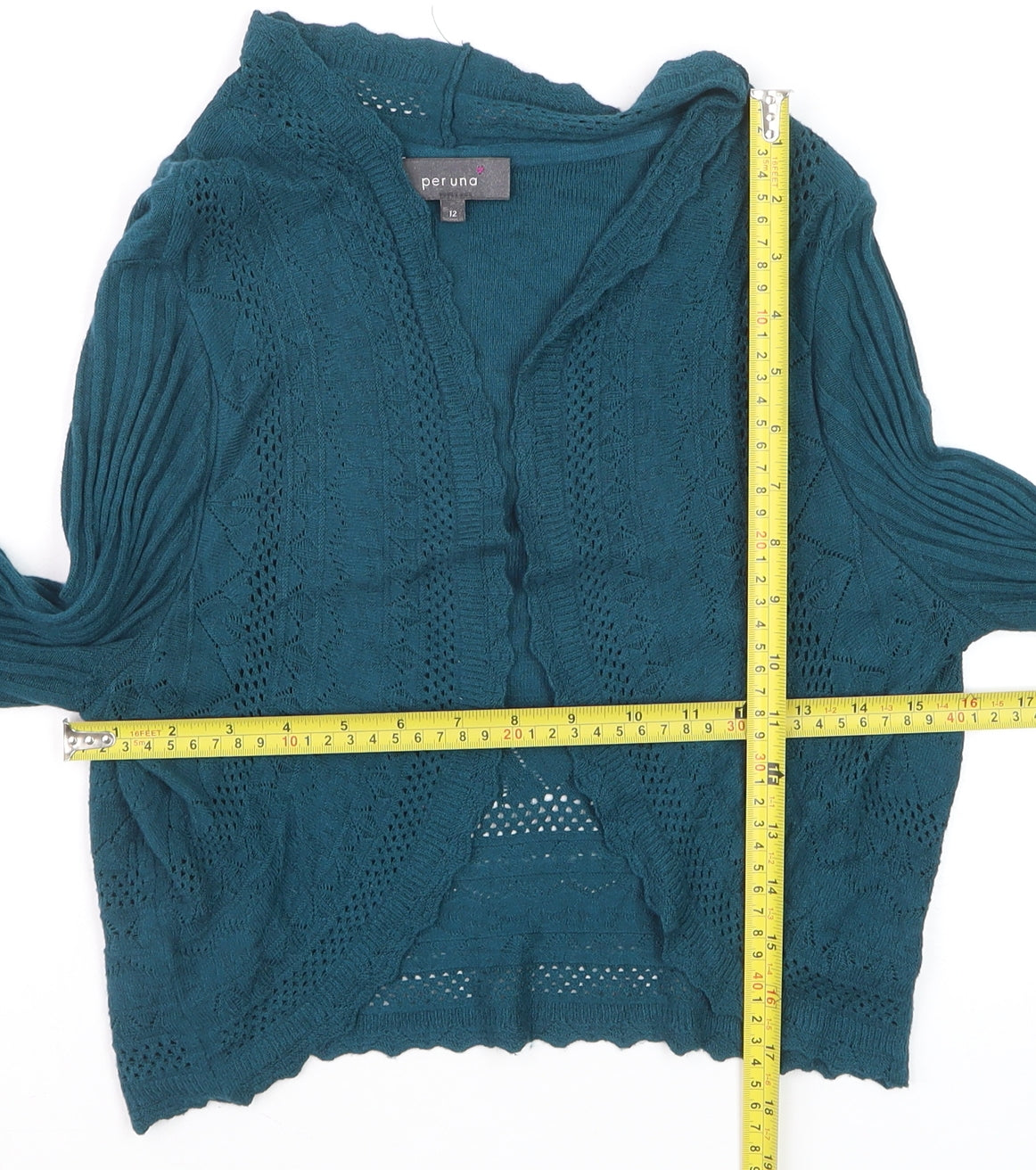 Marks and Spencer Per Una Women's Green Size 12 Open Knit Cardigan