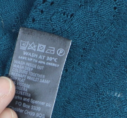 Marks and Spencer Per Una Women's Green Size 12 Open Knit Cardigan