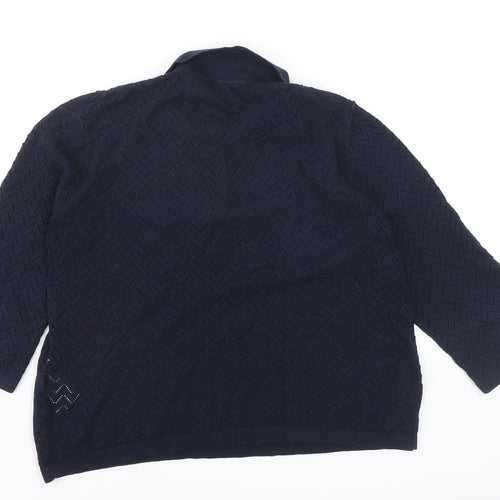 Great Plains Womens Blue Collared Henley Knit Jumper Size 12