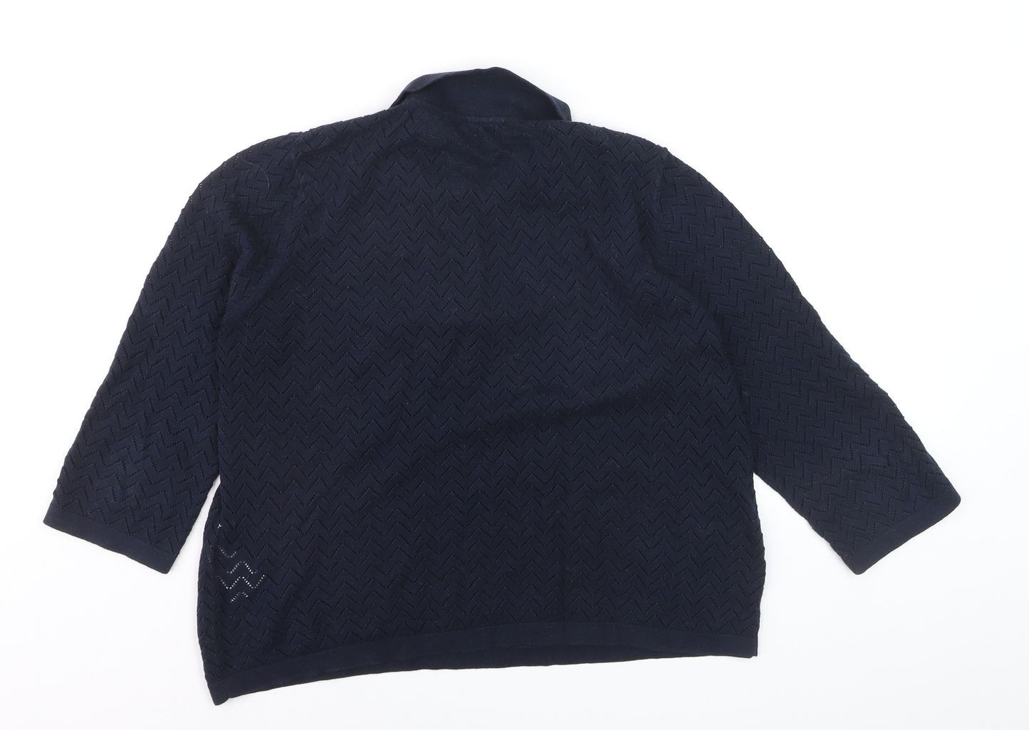 Great Plains Womens Blue Collared Henley Knit Jumper Size 12