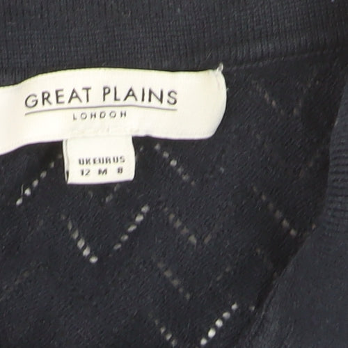 Great Plains Womens Blue Collared Henley Knit Jumper Size 12