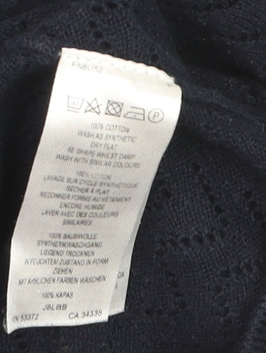 Great Plains Womens Blue Collared Henley Knit Jumper Size 12