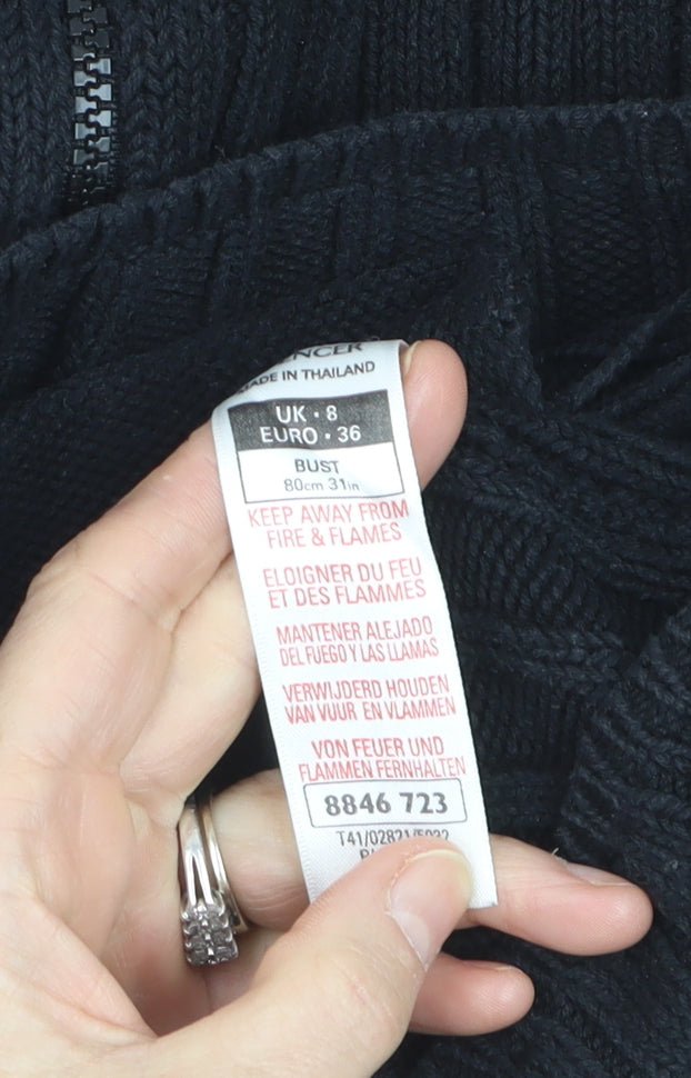 Marks and Spencer Women’s Black Full Zip Mock Neck Jumper Size 8