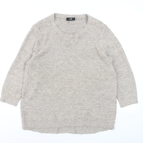 Wallis Women’s Beige Sequin Knit Pullover Jumper Size 12