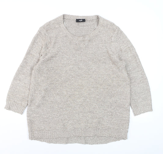 Wallis Women’s Beige Sequin Knit Pullover Jumper Size 12